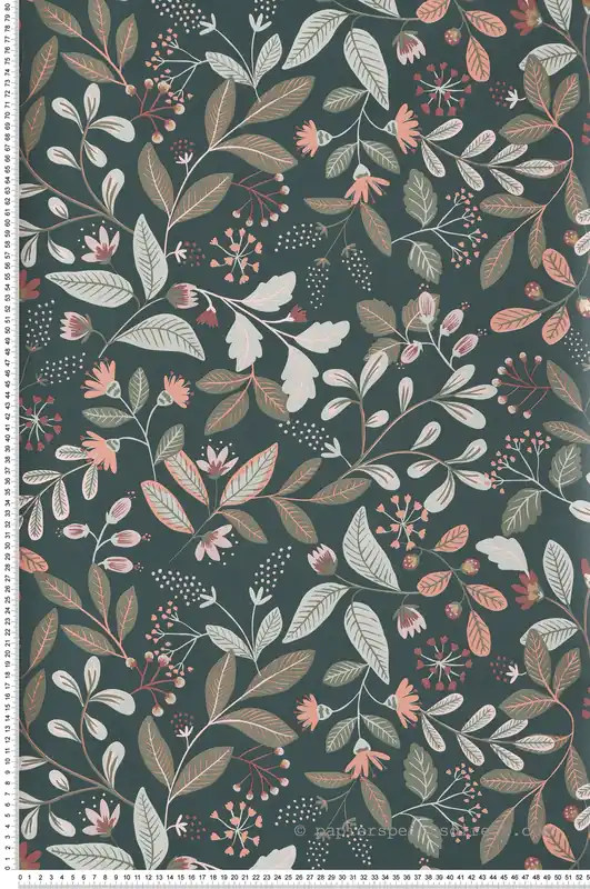 Dernière Chance Papier peint Fleuri Chloé vert émeraude - Essentiel de Casélio Réf. ETL103087172