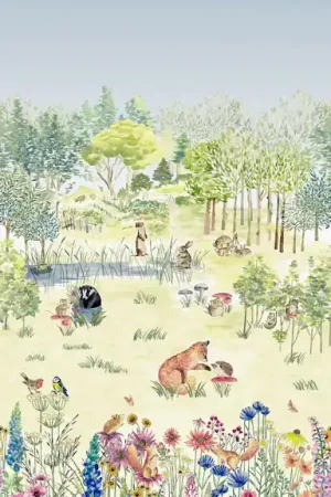 Expédition Rapide Papier peint Forêt d‘Animaux Potter‘s Woodland Spring - Storybook Papers de Little Greene Réf. 0231POSPRIN