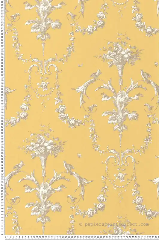 Usine Directe Papier peint Corne d‘Abondance jaune soleil et doré - Les Belles Toiles De Jouy de Casadéco Réf. LBTJ87922524