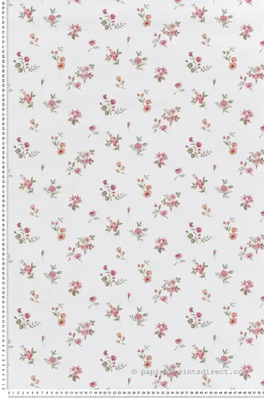 Papier peint Vintage Petite Fleur rose pêche - Garden Party 2 de Montecolino Réf. MC-8362 Haute Qualité