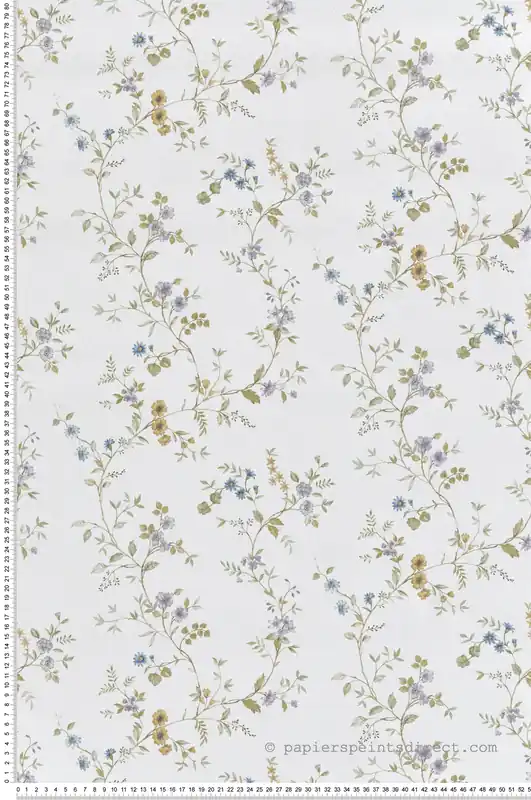 Papier peint Floral Vintage Passiflore bleu vert - Garden Party 2 de Montecolino Réf. MC-8357 Dernière Chance