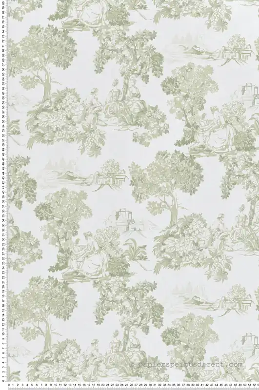Papier peint Toile de Jouy Scène vert - Garden Party 2 de Montecolino Réf. MC-8344 Prix Choc