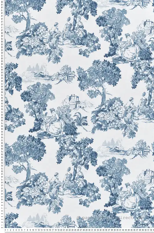 Papier peint Toile de Jouy Scène bleu marine - Garden Party 2 de Montecolino Réf. MC-8342 Commande En Gros