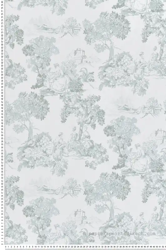 Papier peint Toile de Jouy Scène bleu d‘eau - Garden Party 2 de Montecolino Réf. MC-8341 Vente Flash
