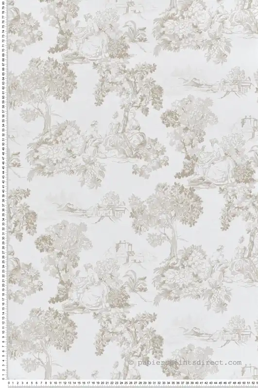 Vente Flash Papier peint Toile de Jouy Scène grège - Garden Party 2 de Montecolino Réf. MC-8340