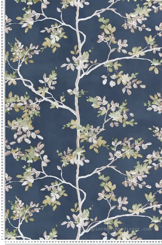 Retour Gratuit Papier peint Branches Arbre Feuillues bleu marine - Garden Party 2 de Montecolino Réf. MC-8322