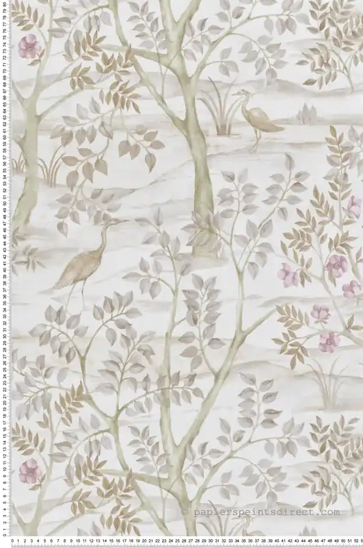 Papier peint Nature Héron Aquarelle taupe beige - Garden Party 2 de Montecolino Réf. MC-8315 Commander Vite