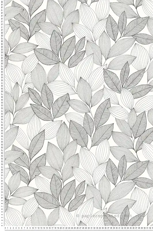 Marque Papier peint Feuillage Little Botanica noir et blanc - Moonlight 3 de Casélio Réf. MNL3107150945