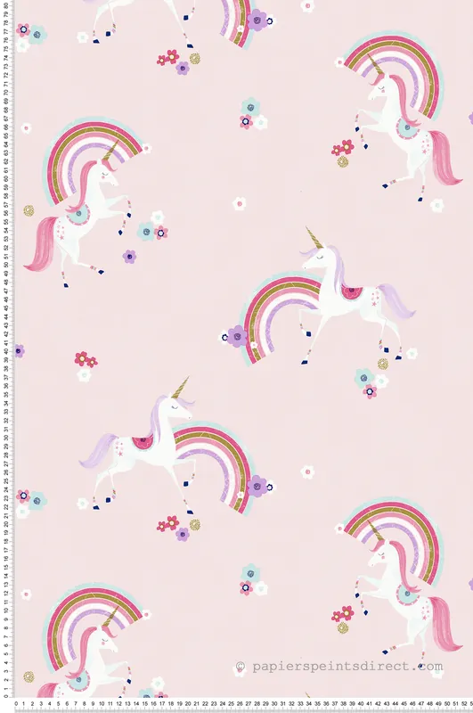Papier peint Licorne Arc en Ciel rose - Imagine de Lutèce Réf. LTC-DL27565 Promotion