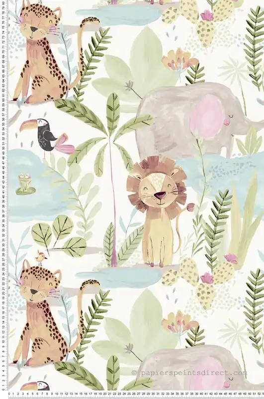 Acheter Direct Papier peint Jungle Animaux Enfant multicolore - Imagine de Lutèce Réf. LTC-DL27558