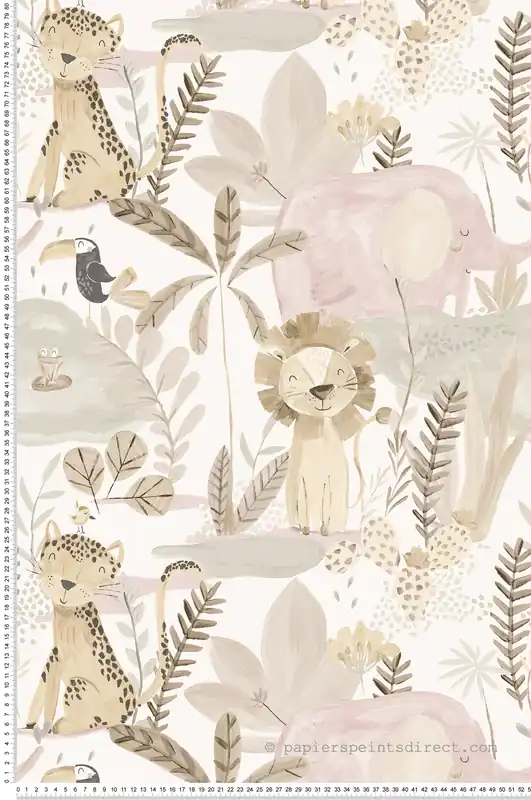 Papier peint Jungle Animaux Enfant beige - Imagine de Lutèce Réf. LTC-DL27557 Top Vente