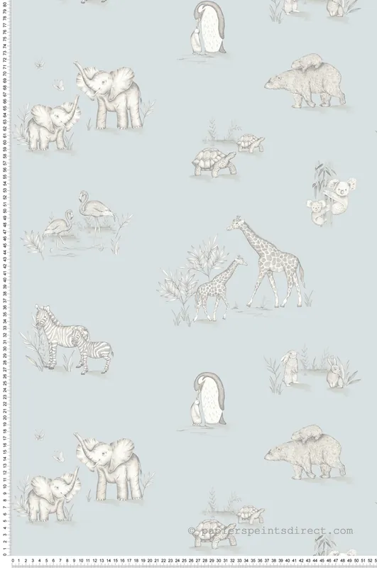 Usine Directe Papier peint Animaux Éléphant Safari bleu - Imagine de Lutèce Réf. LTC-DL27551