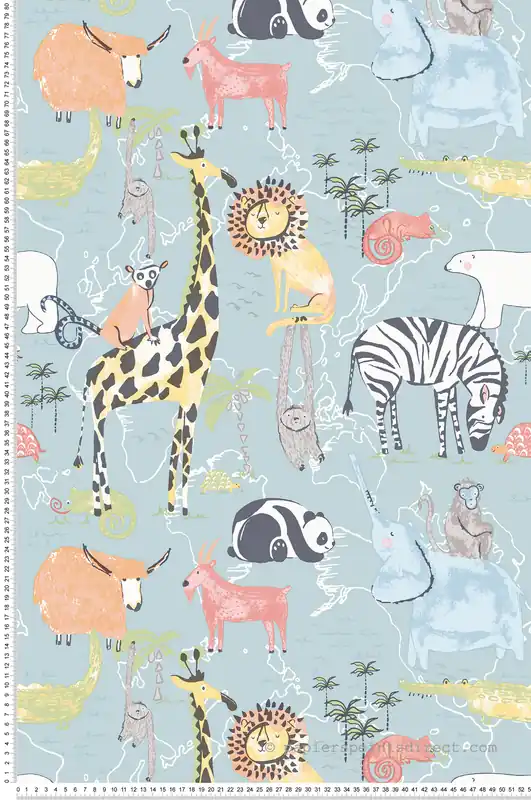 Bon Marché Papier peint Animaux Safari bleu - Imagine de Lutèce Réf. LTC-DL27541