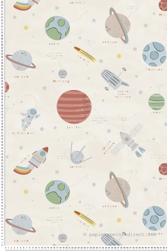 Haute Qualité Papier peint Planète Astronaute Enfant beige - Imagine de Lutèce Réf. LTC-DL27596