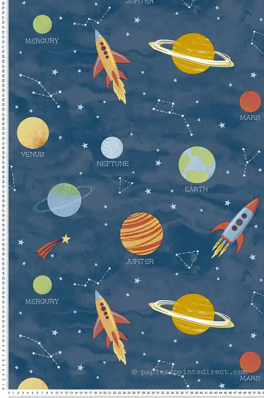 Papier peint Planète Espace Enfant bleu - Imagine de Lutèce Réf. LTC-DL27595 Offre Spéciale