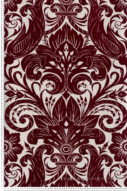 Papier peint Médaillon Floral Velours bordeaux - The Wall Llewelyn-Bowen de Lutèce Réf. LTC-LB25170 Achat Immédiat