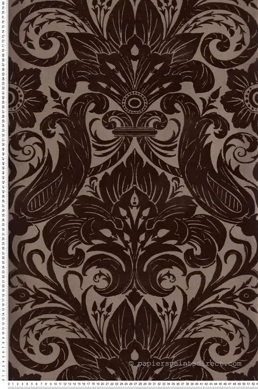 Papier peint Médaillon Floral Velours marron - The Wall Llewelyn-Bowen de Lutèce Réf. LTC-LB25168 Petit Prix