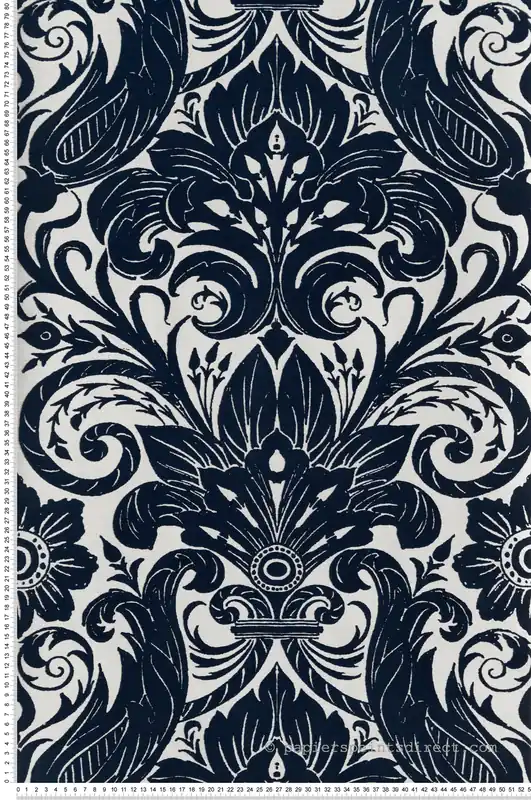 Solde Papier peint Médaillon Floral Velours bleu nuit - The Wall Llewelyn-Bowen de Lutèce Réf. LTC-LB25167