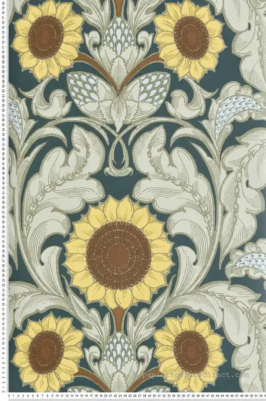 Offre Spéciale Papier peint Médaillon Tournesol Vintage vert jaune - The Wall Llewelyn-Bowen de Lutèce Réf. LTC-LB25152
