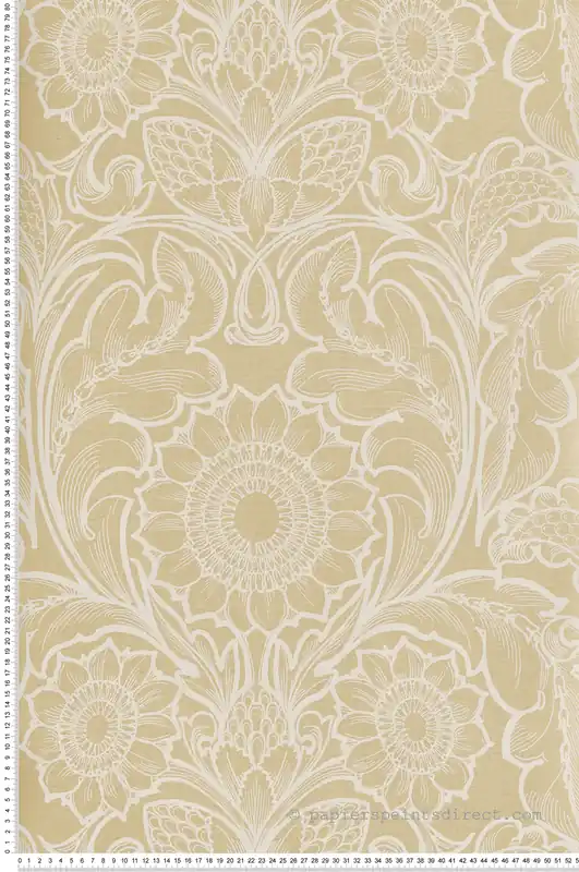 Meilleure Vente Papier peint Médaillon Tournesol Vintage beige paille - The Wall Llewelyn-Bowen de Lutèce Réf. LTC-LB25149