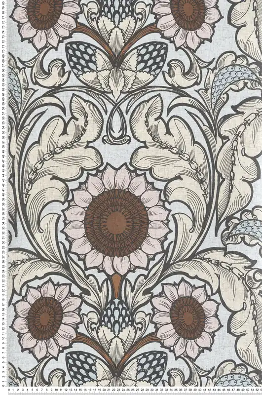 Commande En Gros Papier peint Médaillon Tournesol Vintage bleu ciel - The Wall Llewelyn-Bowen de Lutèce Réf. LTC-LB25148