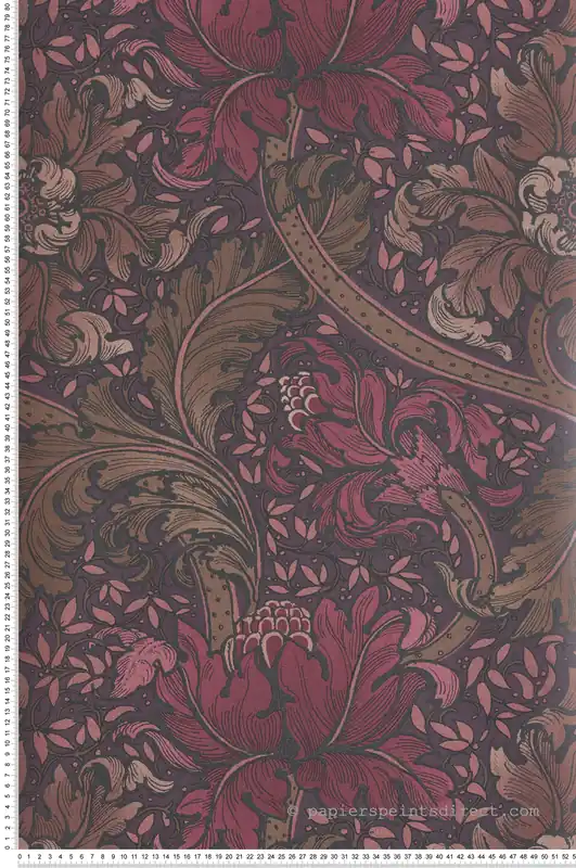 Papier peint Fleur Renaissance Baroque grenat - The Wall Llewelyn-Bowen de Lutèce Réf. LTC-LB25146 Pas Cher