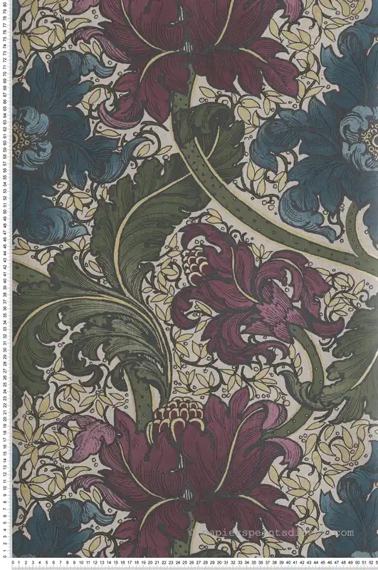Achetez Aujourd'hui Papier peint Fleur Renaissance Baroque prune bleu pétrole - The Wall Llewelyn-Bowen de Lutèce Réf. LTC-LB25142