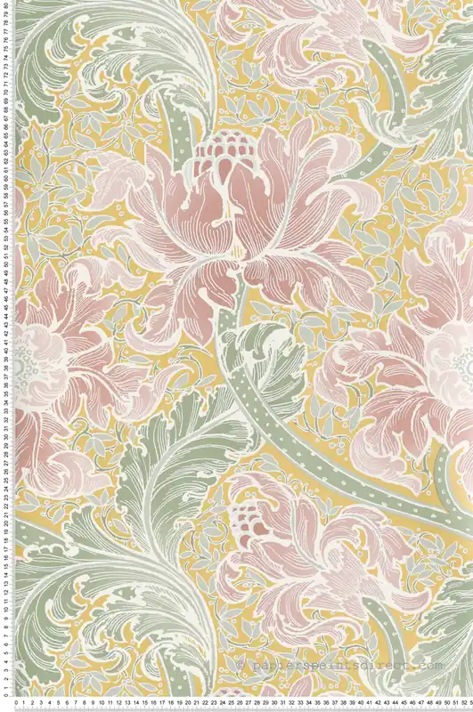 Papier peint Fleur Renaissance Baroque jaune rose - The Wall Llewelyn-Bowen de Lutèce Réf. LTC-LB25141 Solde