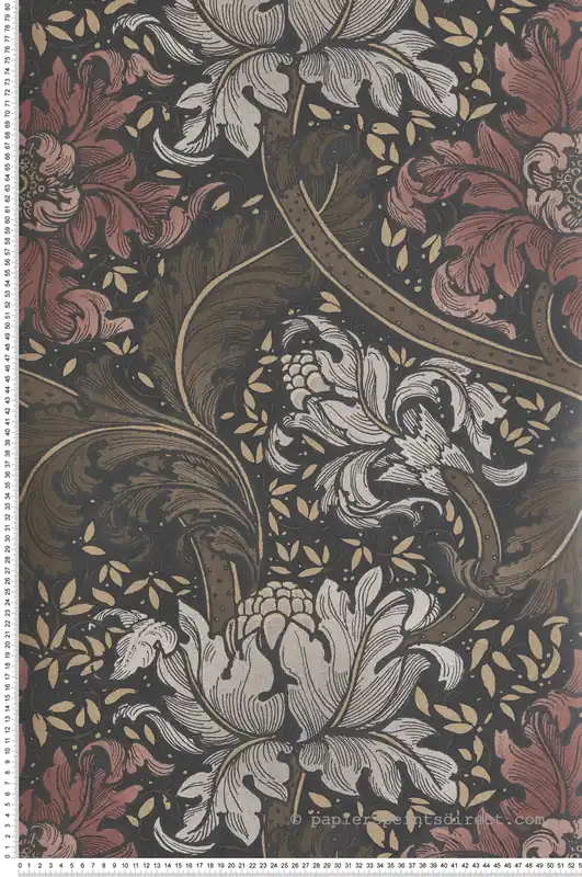 Affaire À Saisir Papier peint Fleur Renaissance Baroque marron cuivre - The Wall Llewelyn-Bowen de Lutèce Réf. LTC-LB25140