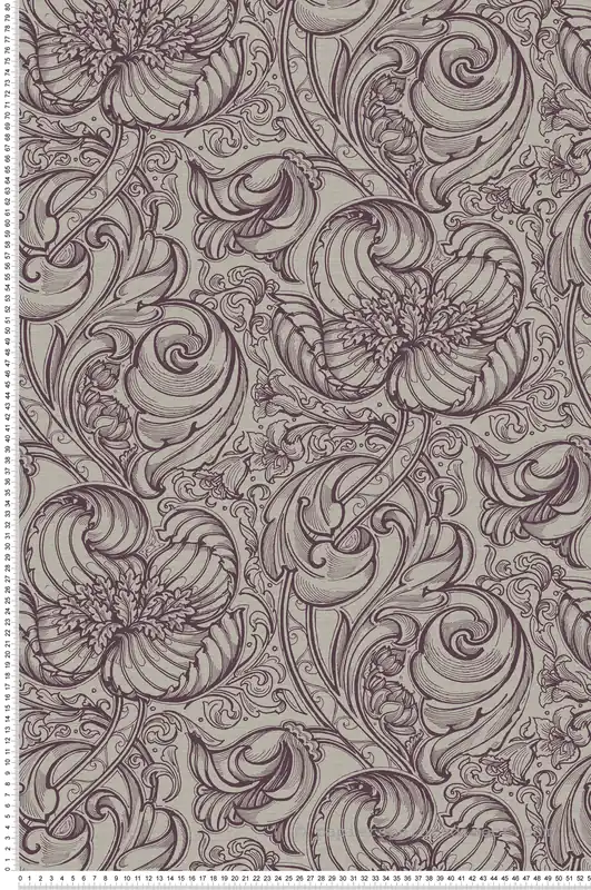 Papier peint Entrelacs Tulipe Lys prune - The Wall Llewelyn-Bowen de Lutèce Réf. LTC-LB25115 Paiement Sécurisé