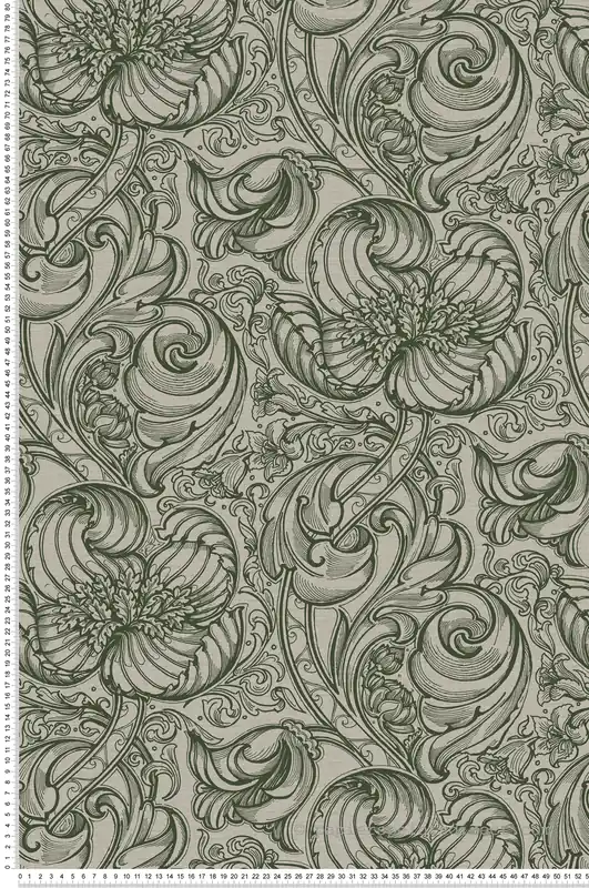 Papier peint Entrelacs Tulipe Lys vert - The Wall Llewelyn-Bowen de Lutèce Réf. LTC-LB25111 Vente Directe