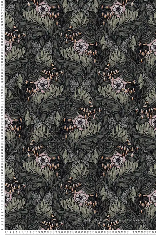 Papier peint Losange Fleuri vert rose - The Wall Llewelyn-Bowen de Lutèce Réf. LTC-LB25108 Réduction