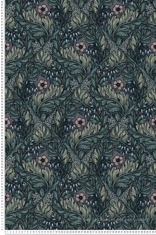 Papier peint Losange Fleuri parme vert - The Wall Llewelyn-Bowen de Lutèce Réf. LTC-LB25105 Pas Cher