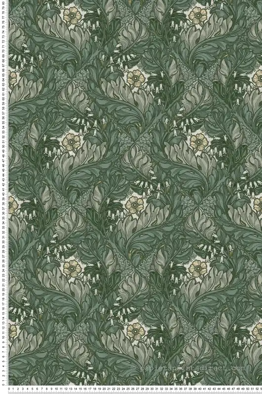 Papier peint Losange Fleuri vert mélèze - The Wall Llewelyn-Bowen de Lutèce Réf. LTC-LB25103 Promotion