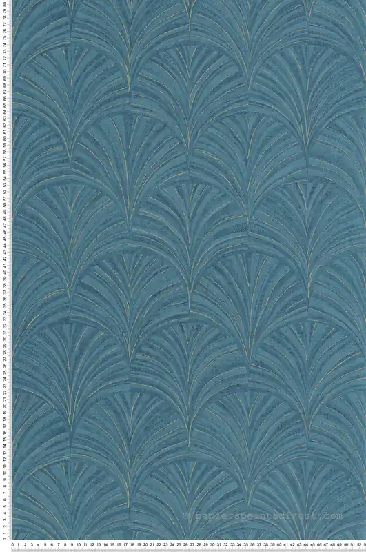 Offre Exclusive Papier peint Art Déco Vibration bleu doré - Symphony de Casélio Réf. SYM107036350