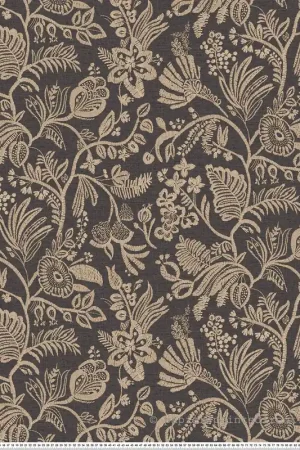 Nouvelle Collection Papier peint Brodé Floral Pastel ébène - Broderies de Casamance Réf. CAS-76961120