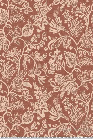 Papier peint Brodé Floral Pastel terracotta - Broderies de Casamance Réf. CAS-76960814 Satisfait Ou Remboursé