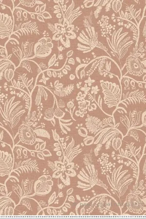 Dernière Chance Papier peint Brodé Floral Pastel rose chair - Broderies de Casamance Réf. CAS-76960610
