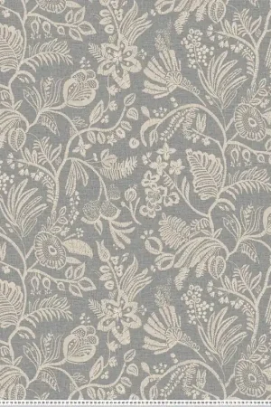 Commander Vite Papier peint Brodé Floral Pastel pierre bleu - Broderies de Casamance Réf. CAS-76960508