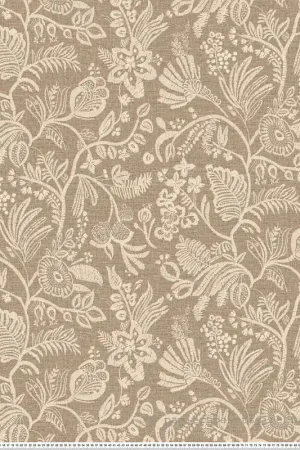 Papier peint Brodé Floral Pastel taupe - Broderies de Casamance Réf. CAS-76960406 Prix Promo