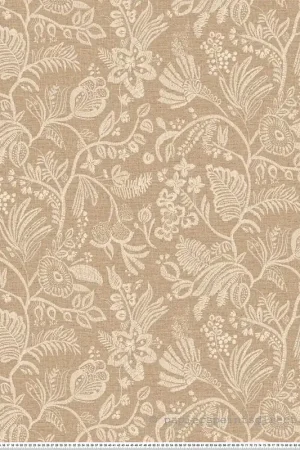 Bon Marché Papier peint Brodé Floral Pastel beige - Broderies de Casamance Réf. CAS-76960304