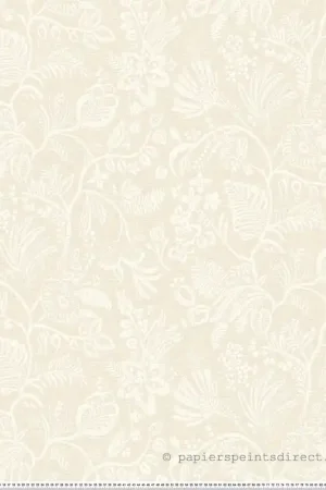 Jusqu'à Épuisement Des Stocks Papier peint Brodé Floral Pastel ivoire - Broderies de Casamance Réf. CAS-76960100