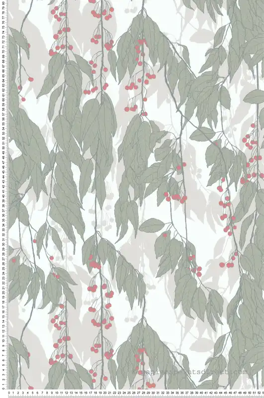 Papier peint Baies terracotta - Soline de Lutèce Réf. LTC-51250505 Quantité Limitée
