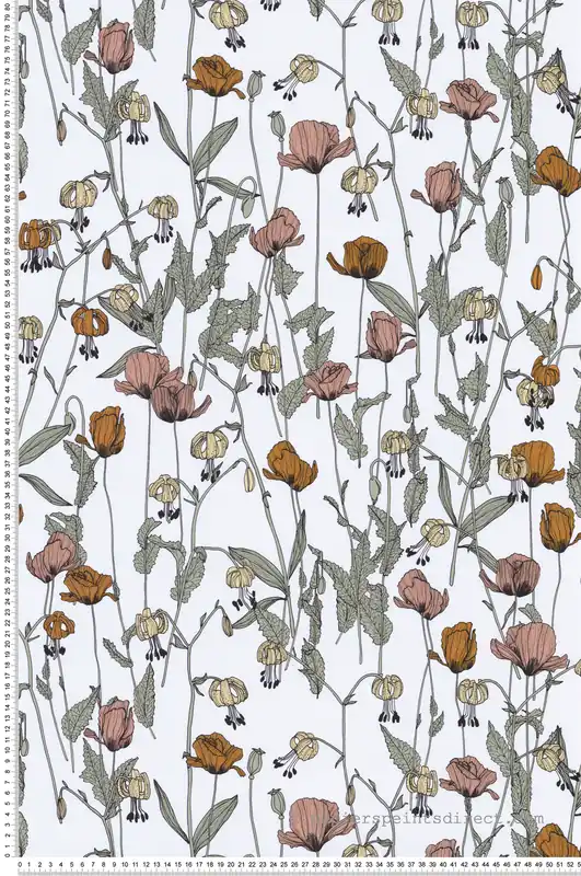 Papier peint Coquelicot Fleur vert doux - Soline de Lutèce Réf. LTC-51250104 Soldes