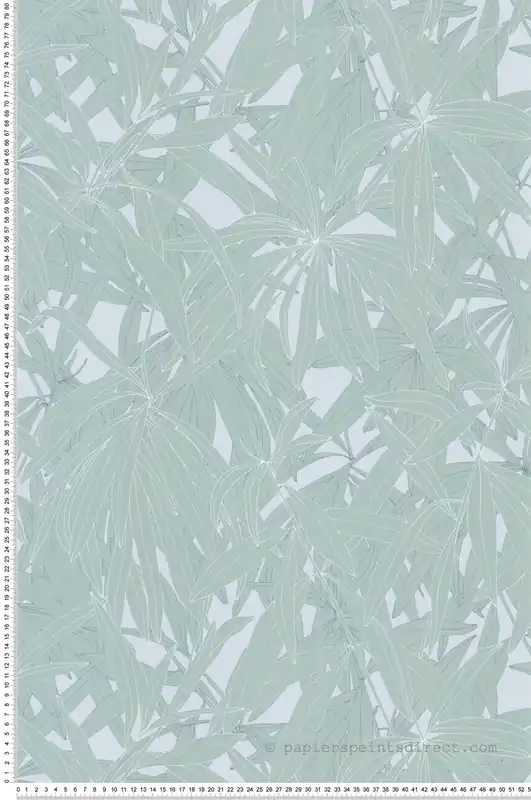 Prix Bas Papier peint Feuillage Tropical bleu d‘eau - Soline de Lutèce Réf. LTC-51250214
