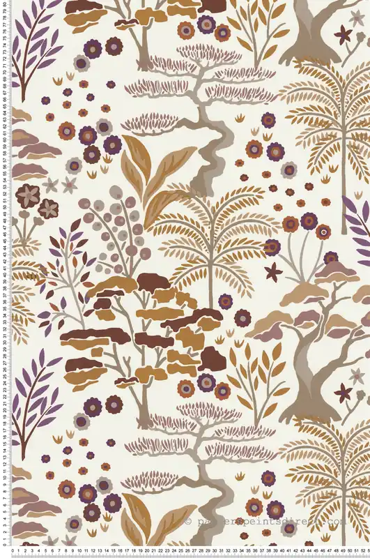 Marque Papier peint Jardin Mombasa Baobab beige violet - Jardin d‘Eden de Lutèce Réf. LTC-51251408