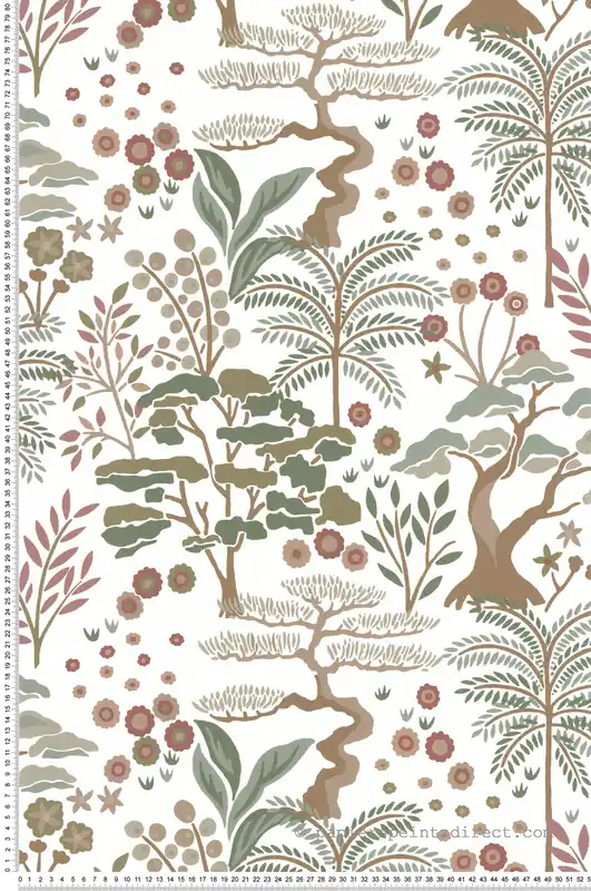 Papier peint Jardin Mombasa Baobab framboise vert - Jardin d‘Eden de Lutèce Réf. LTC-51251403 Prix Bas