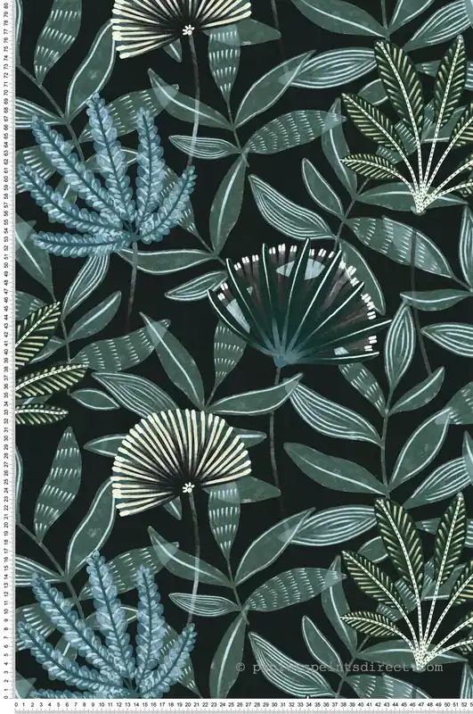 Affaire À Saisir Papier peint Fleuri Capetown anthracite vert - Jardin d‘Eden de Lutèce Réf. LTC-51251304