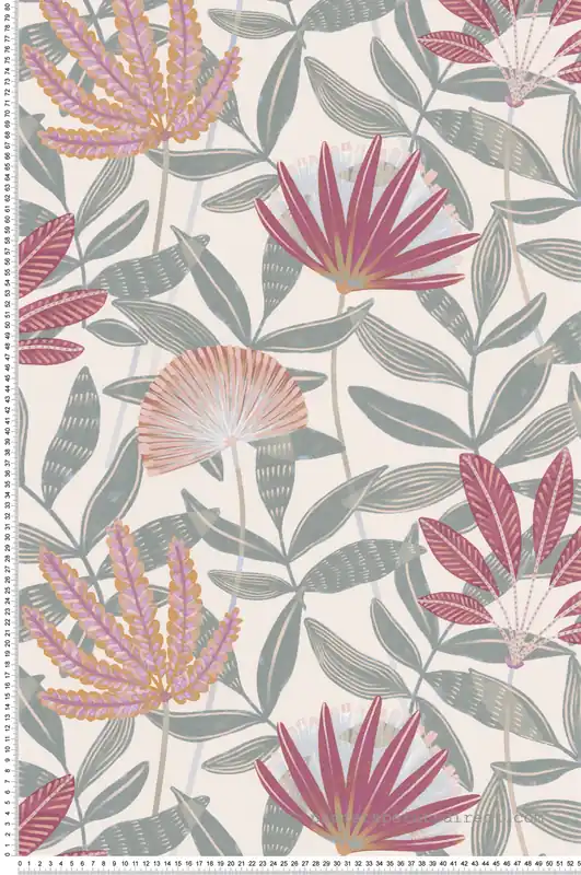 Papier peint Fleuri Capetown bleu gris rose - Jardin d‘Eden de Lutèce Réf. LTC-51251303 Prix Bas