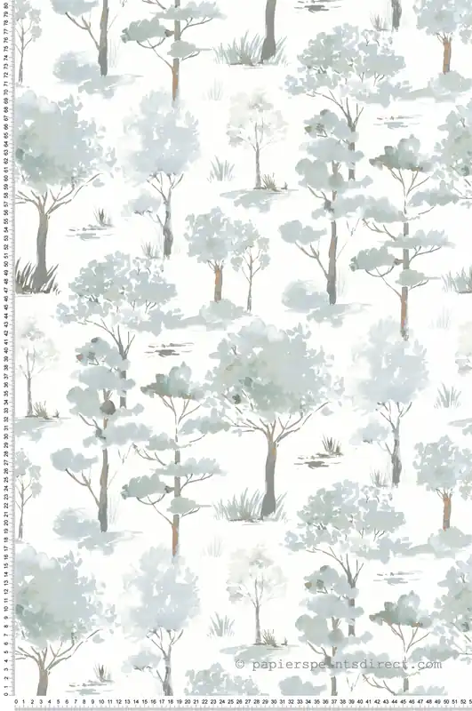 Haute Qualité Papier peint Arbre Aquarelle Giverny vert de gris - Jardin d‘Eden de Lutèce Réf. LTC-51251201